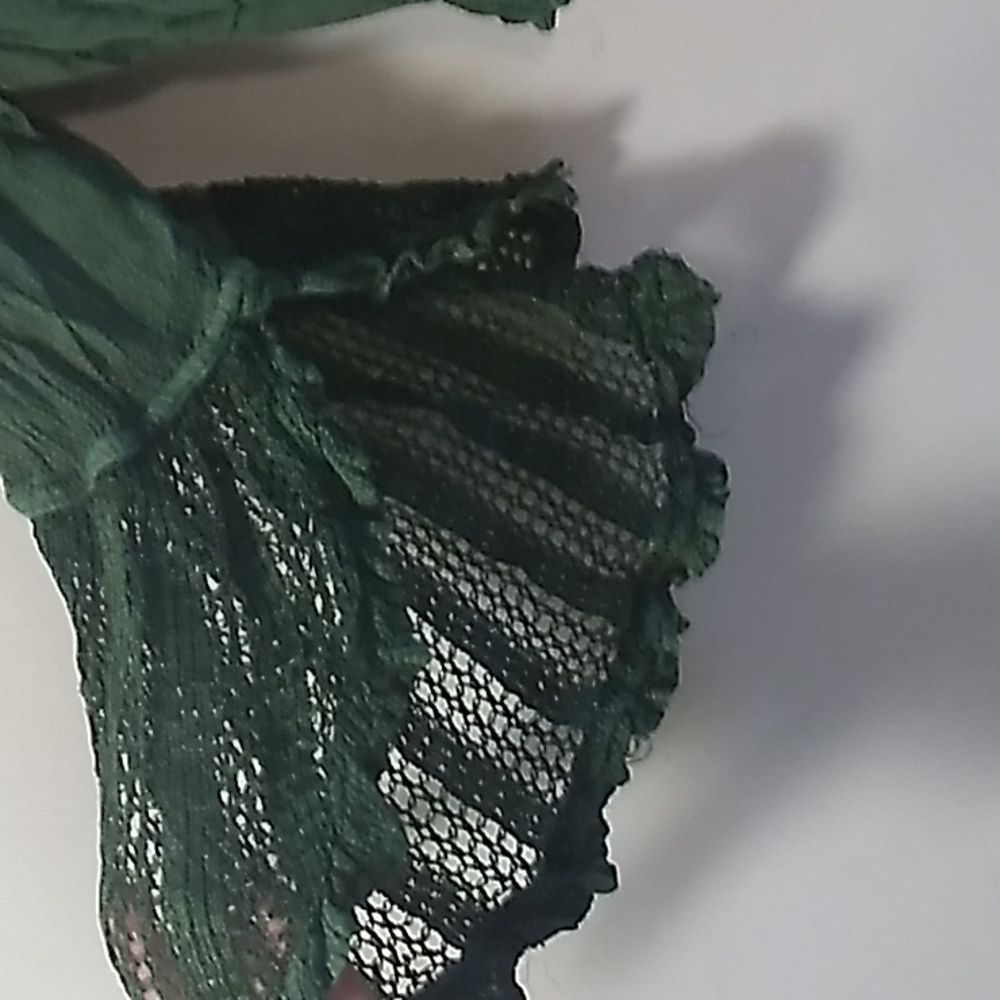 Fairycore Cottagecore Grunge Green Lace Vintage Top Size Small - Picture 2 of 4
